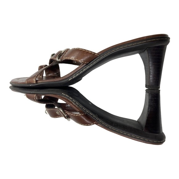 Etienne Aigner Sandals 8M Brown Leather Slip On Toe Thong Sandals - Picture 4 of 8